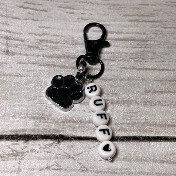 Black Resin Filled Paw Pet Charm Or Purse Toggle Or Keychain - Picture 4 of 13